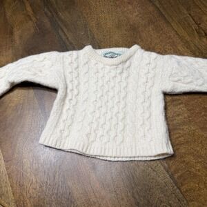Aran Crafts Ireland Merino Wool Cable Knit Sweater Cream Todler 12-18 Months